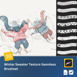 Sweater Texture For Procreate & Photoshop Brushset  Knitted Winter Patterns, Seamless Knits for Cozy Illustrations