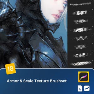 18 Armor & Scale Texture Brushes - Warrior Armor, Scales  Dragon Skin Textures for Procreate and Photoshop Art Anime CG Design