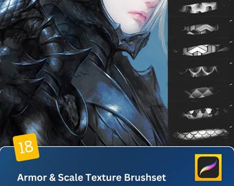 18 Armor & Scale Texture Brushes - Warrior Armor, Scales  Dragon Skin Textures for Procreate and Photoshop Art Anime CG Design