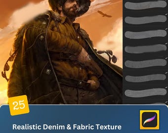 Realistic Denim & Fabric Texture Procreate Photoshop Brushset for Clothing and Fashion Design, Textile Patterns Detailed Fabric Effects