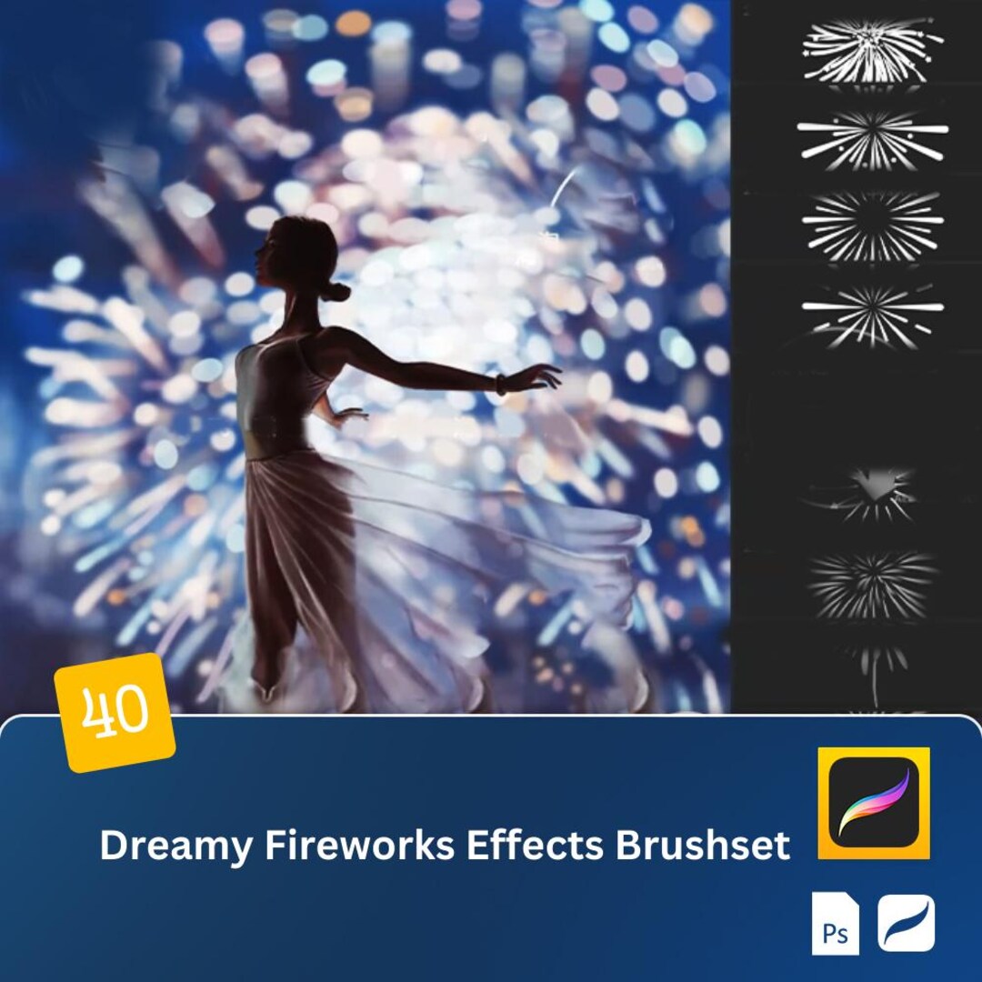 40 Dreamy Fireworks Effects Procreate & PS Brushset – Perfect for ...
