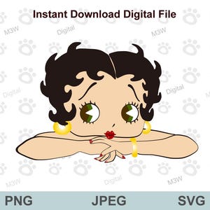 Chica Betty Boop, Clipart de Betty Boop, Ilustración vintage de Betty Boop, Dibujos animados de Betty Boop, Ilustración de chica sexy, SVG PNG JPEG, Archivo digital Cricut