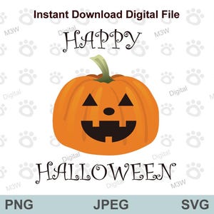 Calabaza de Halloween feliz, clipart de calabaza sonriente, ilustración de vegetales, jack o'lantern, calabaza espeluznante, SVG, PNG JPEG, archivo digital Cricut