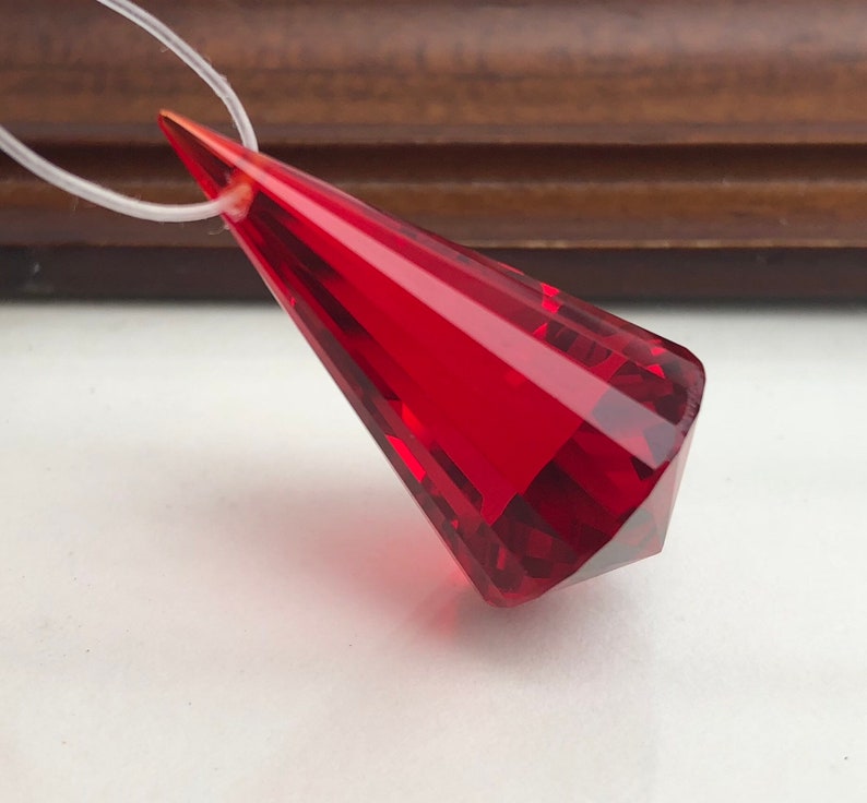 Blood Red Topaz Step-cut Faceted Pointed Flared Briolette