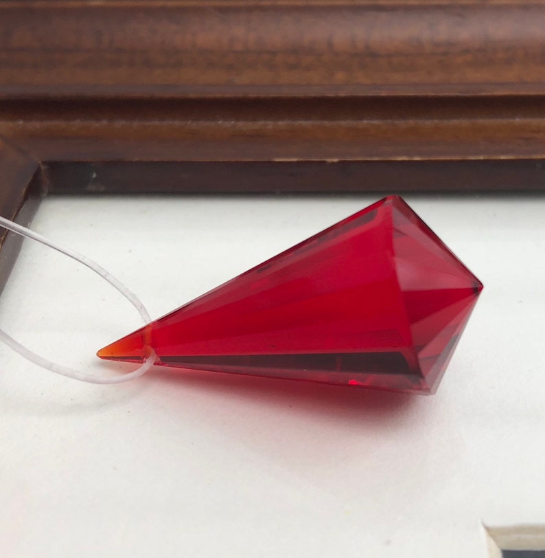 Blood Red Topaz Step-cut Faceted Pointed Flared Briolette