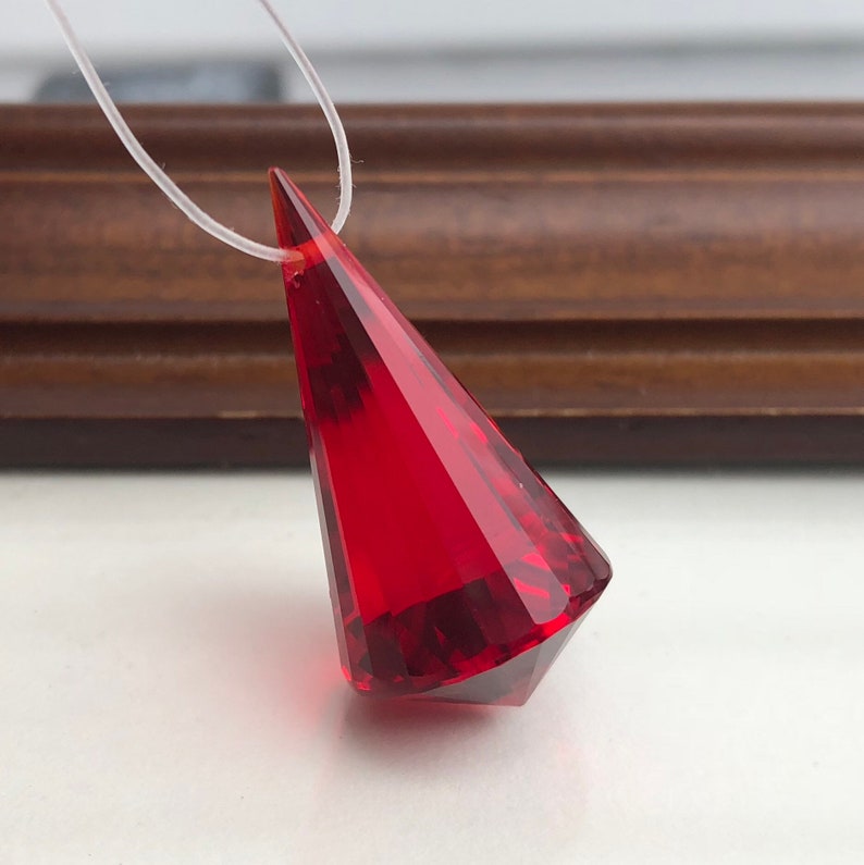 Blood Red Topaz Step-cut Faceted Pointed Flared Briolette