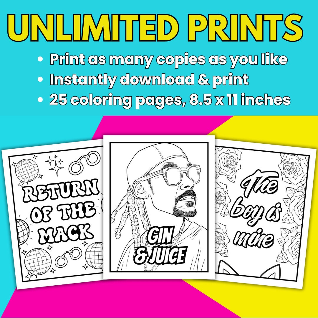 Coloring Pages for Adults, Hip Hop Printable Coloring Pages, 90s ...