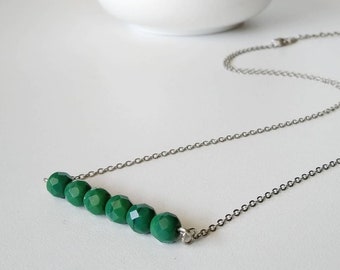 Beaded Bar Necklace, Beaded Layering Necklace, Dainty Beaded Jewelry, Beaded Minimal Necklace, Beaded Everyday Necklace, Bar Bead Necklace