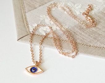 Evil Eye Necklace, Protection Symbol Gift for Her, Positive Vibe Gift, Dainty Jewelry for Girlfriend, Uplifting Gift for Female Friend