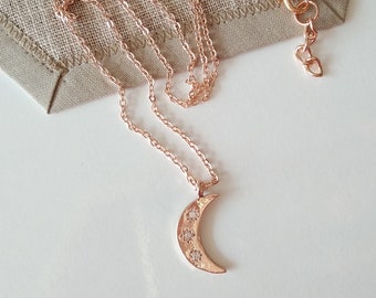 Crescent Necklace Gold Plated, Crescent Moon Pendant, Everyday Dainty Necklace, Astrology Charms, Celestial Jewelry, Jewelry Gift for Her