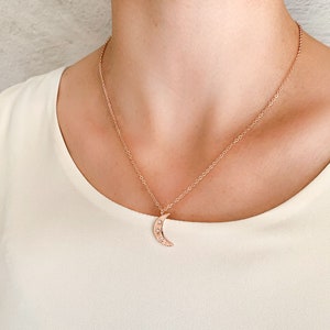 Crescent Necklace Gold Plated, Crescent Moon Pendant, Everyday Dainty Necklace, Astrology Charms, Celestial Jewelry, Jewelry Gift for Her image 2