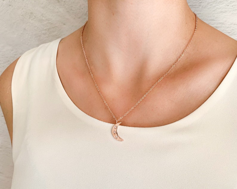 Crescent Necklace Gold Plated, Crescent Moon Pendant, Everyday Dainty Necklace, Astrology Charms, Celestial Jewelry, Jewelry Gift for Her image 2