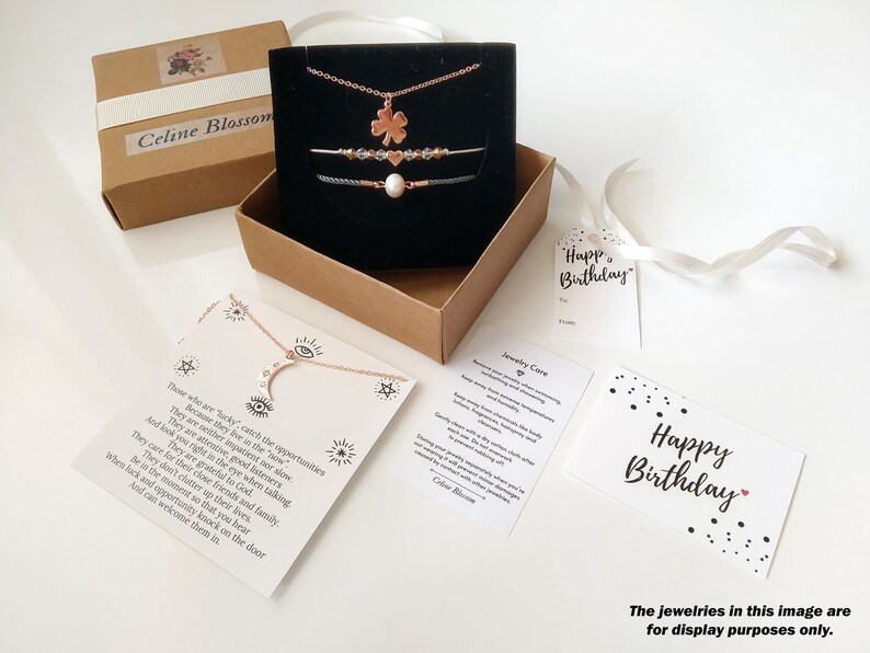 Spiritual Gift Necklace with Encouragement Message Dainty Necklace with Card Motivational Small Gift for Her Gold Plated Eye Necklace