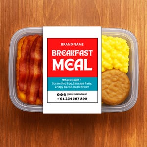 Custom Food Business Label for Homemade Meals and Food Delivery | Custom Food Label for Meal Prep and Takeaway | Canva Food Packaging Label