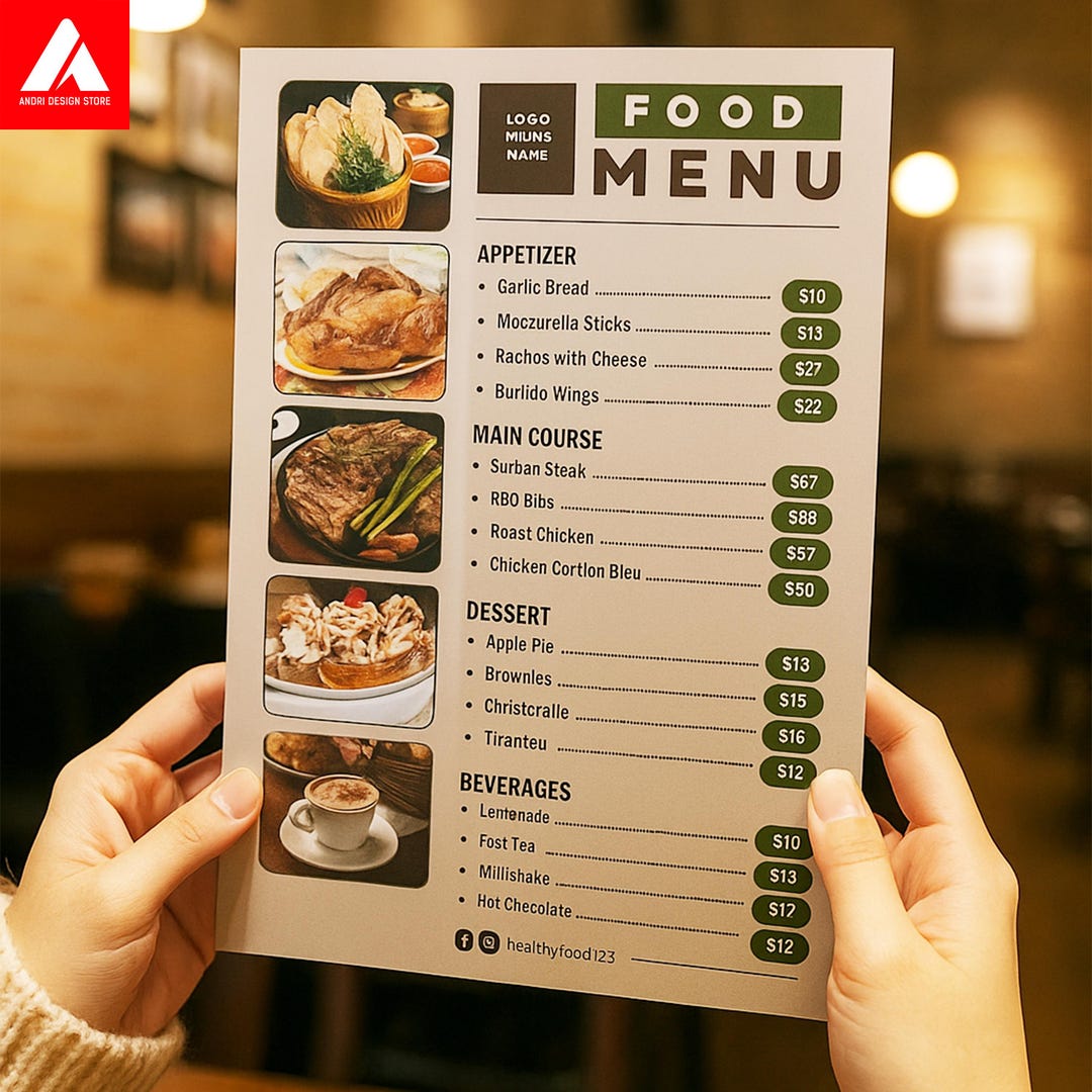 Printable Food Menu Template: Customizable Canva Design (A4 Digital ...