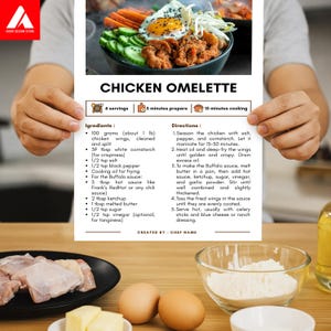 Modelo de receita para aula de culinária | Receita minimalista para cozinha Canva | Modelo de receita digital Canva