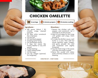 Editable Food Recipe Sheet Canva, Cafe Menu Recipe Template, Cooking Class Worksheet Printable, Aesthetic Kitchen Binder Planner Page