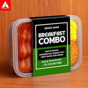 Editable Food Label Meal Prep and Takeaway | Custom Food Business Label for Homemade Meals and Food Delivery | Canva Printable Packaging