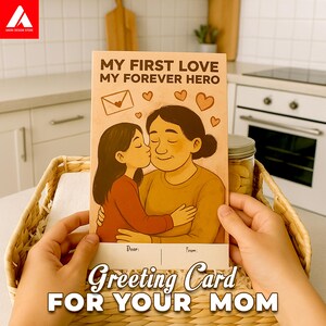 Liebeskarte für Mama mit Illustration selten und schwer zu finden, Grußkarte für Mama fertig zum Drucken, Exklusive Liebeskarte für Mutter