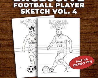 Coloring Book Soccer Player, Football Sketch Black and White