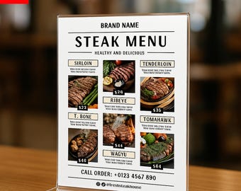 Printable Food Menu Template, Editable Canva Menu Design, Restaurant Cafe Bakery Menu Board, Digital Download Menu Card A4 Size