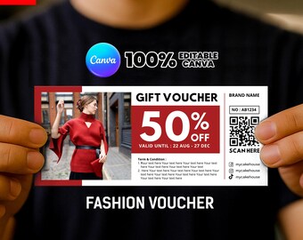 Editable Gift fashion Voucher Canva Template, Hotel Discount Voucher, Furniture Voucher, Customizable Business Discount (Digital Download)