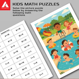 Math Addition Puzzle from 1 to 15 number Printable | Cute Kids Math Game | Fun Educational Activity for Homeschool & Classroom