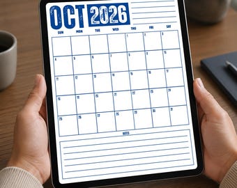 Calendario imprimible 2026-2027, planificador académico mensual, calendario minimalista de descarga instantánea.