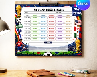 Soccer School Schedule Template Canva, Football Weekly Planner, World Cup & Champions League Class Schedule, Back to School Digital Download