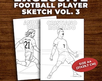 Printable Football Player Coloring/Digital Download Soccer Sketch