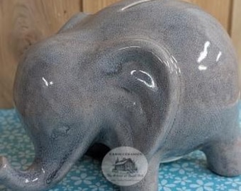 Elephant piggybank glazed