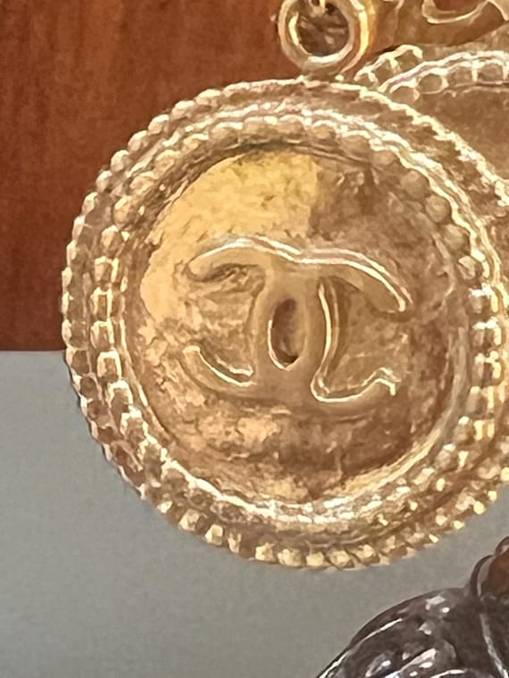 Authentic Chanel Double-Sided Dangle Earrings, ch… - image 5