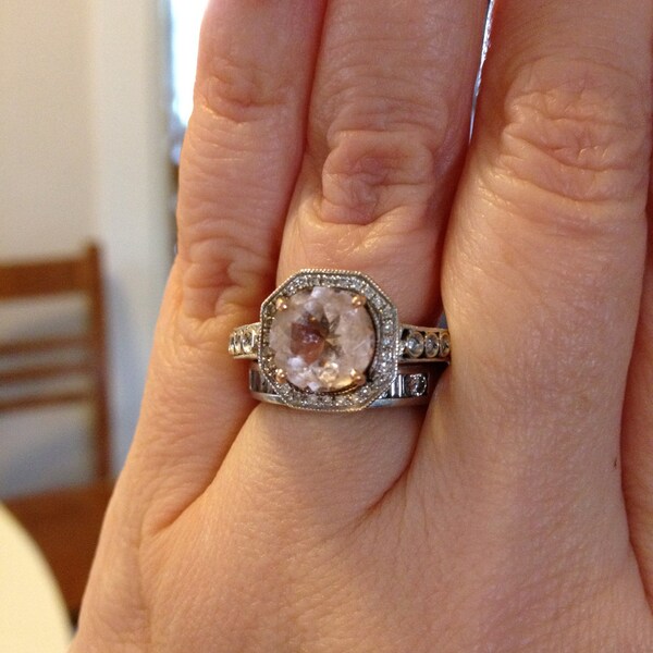 White and Rose 18 kt. Gold Morganite & Diamond Ring