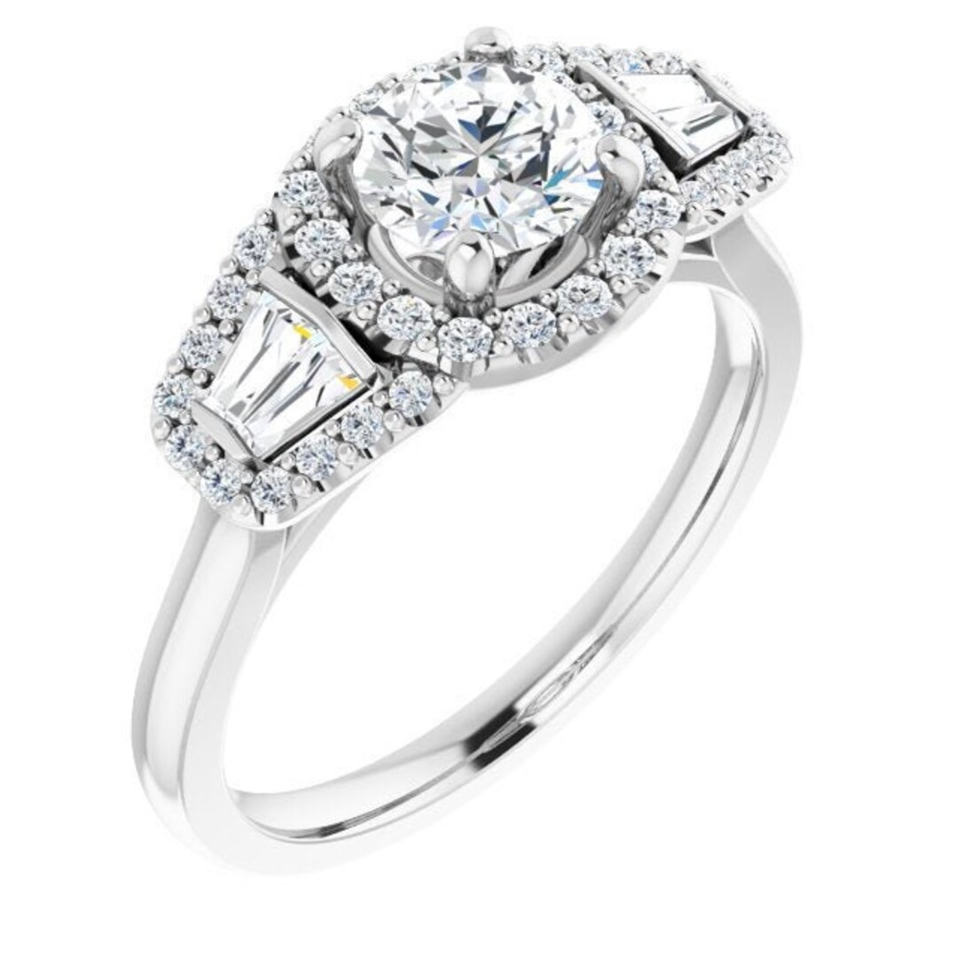 Semi-mount Art Deco design ring 14 white gold, 1/2 ct. diamond ring ...