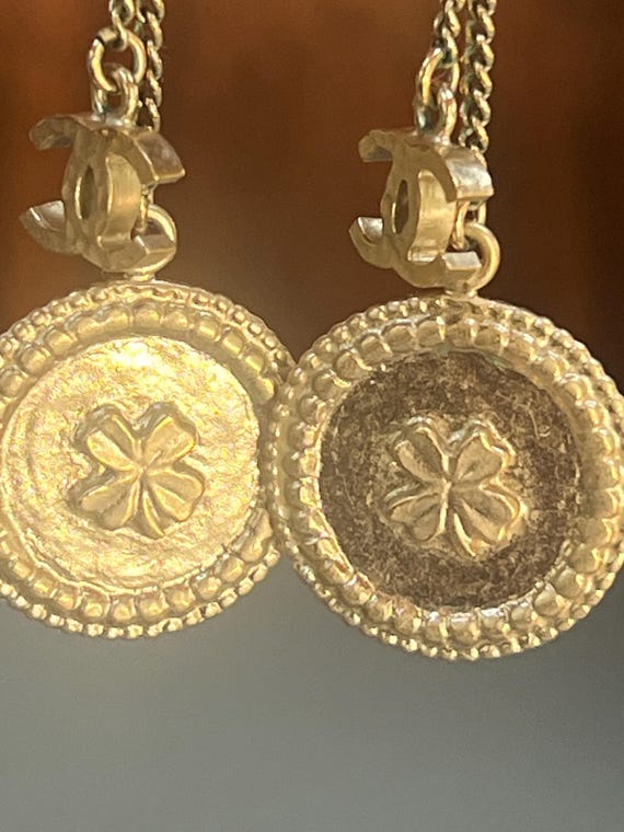 Authentic Chanel Double-Sided Dangle Earrings, ch… - image 3