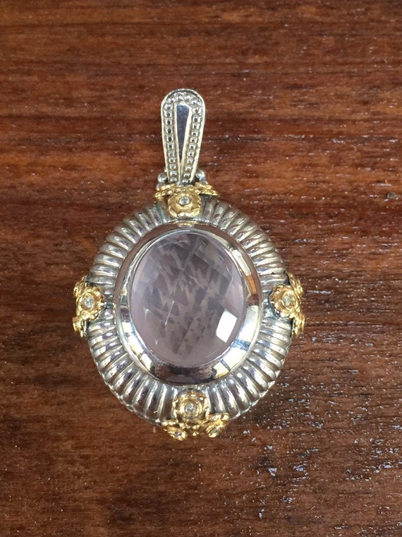 Oval Rose Quartz and White Sapphire Pendant, chic 