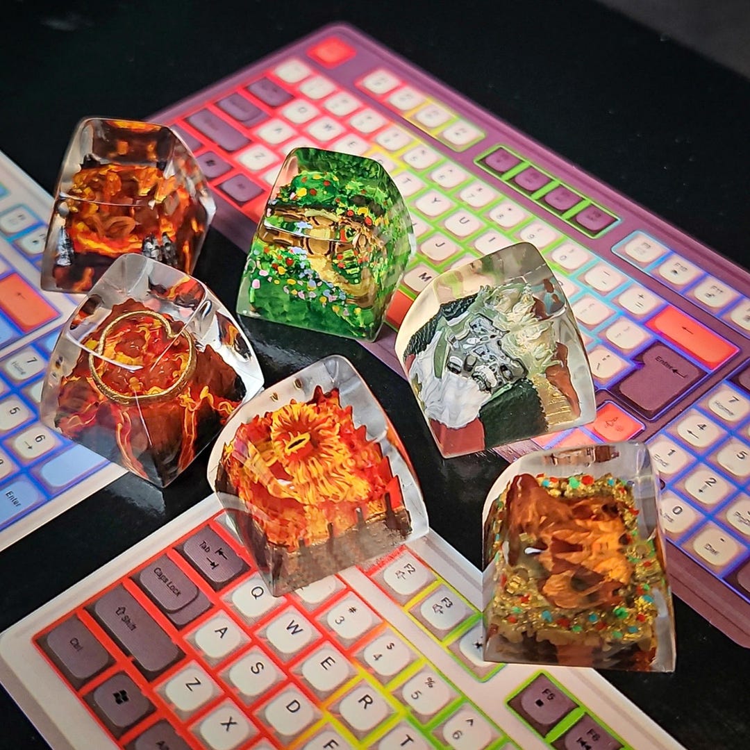 L.0.THE RINGS KEYCAP, Baorog Keycap, Handmade Keycap, Keycap 1u, Red ...