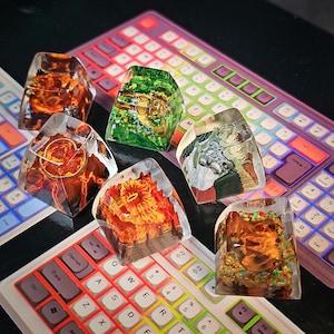 L.0.THE RINGS KEYCAP, baorog keycap, handmade keycap, keycap 1u, red eye keycap, ho.b.it house heycap, king keycap, ring keycap.