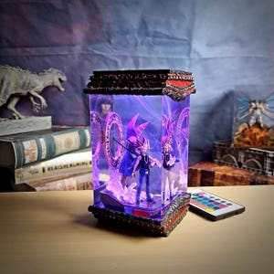 Fantasy Yugi and Dark Magician Resin Lamp – Multi-Color LED Light, Handcrafted Resin Duel Lamp – Dynamic Hero & Wizard Design