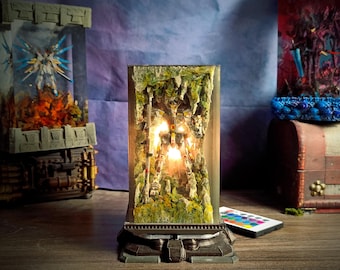 Nu Gundam Resin Lamp | Epoxy Diorama with Astronaut Falling in Slow Motion, Handmade Epoxy Resin Lamp