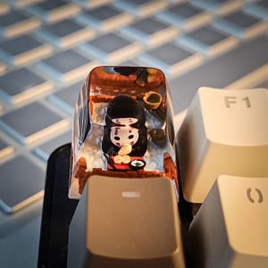 n0.f.a.c.e keycap, kawaii keycap, anime keycap, kawaii anime keycaps, handmade keycap, halloween gift, Unique Anime Face Resin keycap