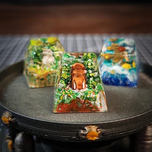 Ice.ag.E keycap, Mammoth keycap, Sloth Keycap, Squirrel keycap, cartoon keycap, handmade keycap, resin keycap, keycap 1u.