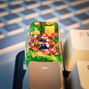 Mushroom keycap artisan, Game Keycap, Cute cartoon keycap, Resin Artisan Keycap Handmade, Gift ideas, Keycap 1u, Gift for him.