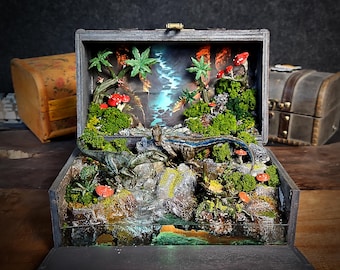 Dinosaurs artisan resin lamp box, Velociraptor resin lamp, Raptor light box, handmade resin lamp box, special gift for your kids.