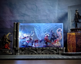 Bloodborne Hunter and Lady Maria Resin Lamp | Handmade Epoxy Art Combat Sculpture,Gothic Hunters Resin Lamp | Handmade Epoxy Battle Scene