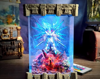 Strike Freedom Gundam Resin Lamp | Handmade Epoxy Mecha Diorama Light