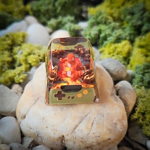 Charmander 1u keycap, Hitokage resin keycap, handmade resin keycap 1u, cute anime resin keycap, Cha.r.man.der resin keycap.