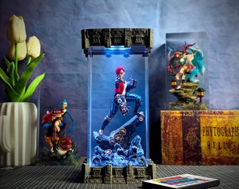 Vi Arcane Resin Lamp | League of Legends Inspired Epoxy Light | Handmade Gamer Room Decor Gift