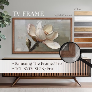 Samsung The Frame & TCL TV用オーク材テレビフレーム、カラフルで素朴な木製ベゼル