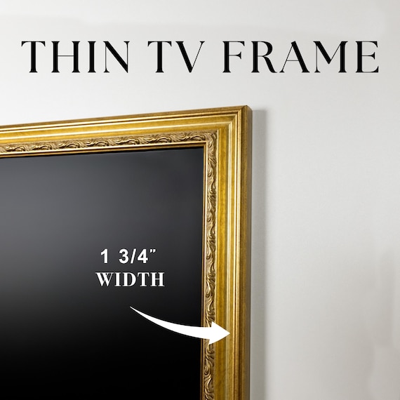 Ornate Gold TV Frame for Samsung The Frame & TCL TVs, Handmade Thin Wooden Bezel